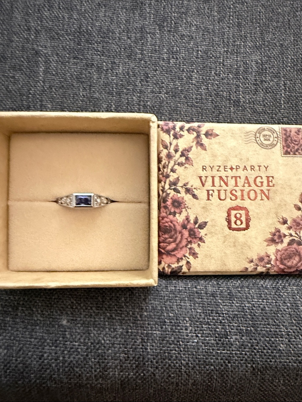 Ryze party .925 sterling silver Vintage Fusion Blue Sapphire Ring size 8